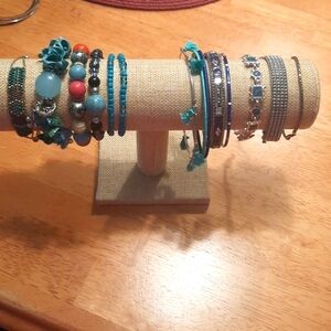 Womens bundle of bracelets.